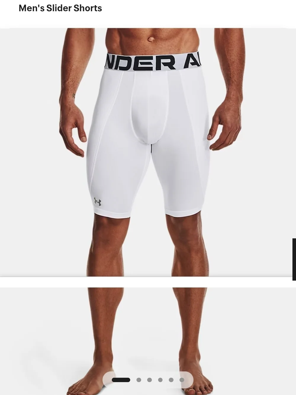 Under Armour White Men's Compression Slider Shorts With Cup